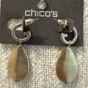 0190-Chico's Gold and Silver Drop Earrings